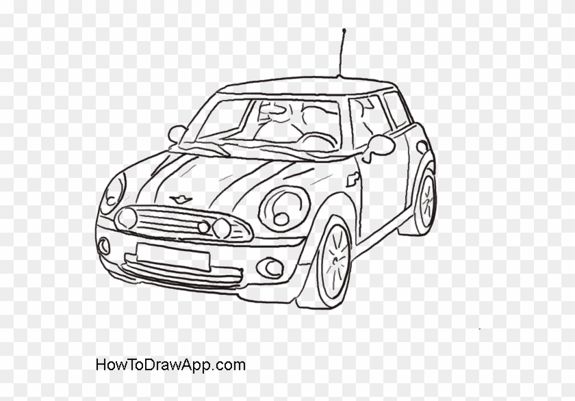 Drawing Of The Mini Cooper Car Coloring Pages - Easy Mini Cooper Drawing Clipart