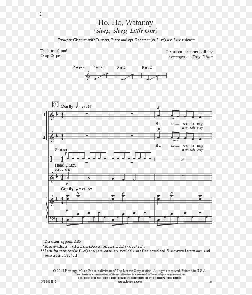 Ho, Watanay Thumbnail - Sheet Music Clipart