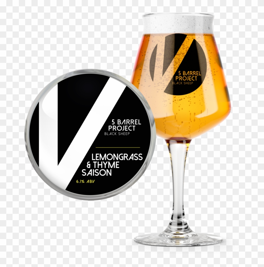 Lemongrass & Thyme Saison - Teku Beer Glass Mockup Clipart