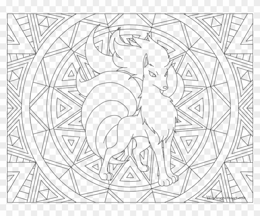 Adult Pokemon Coloring Page Ninetales - Pokemon Coloring Pages For Adults Clipart