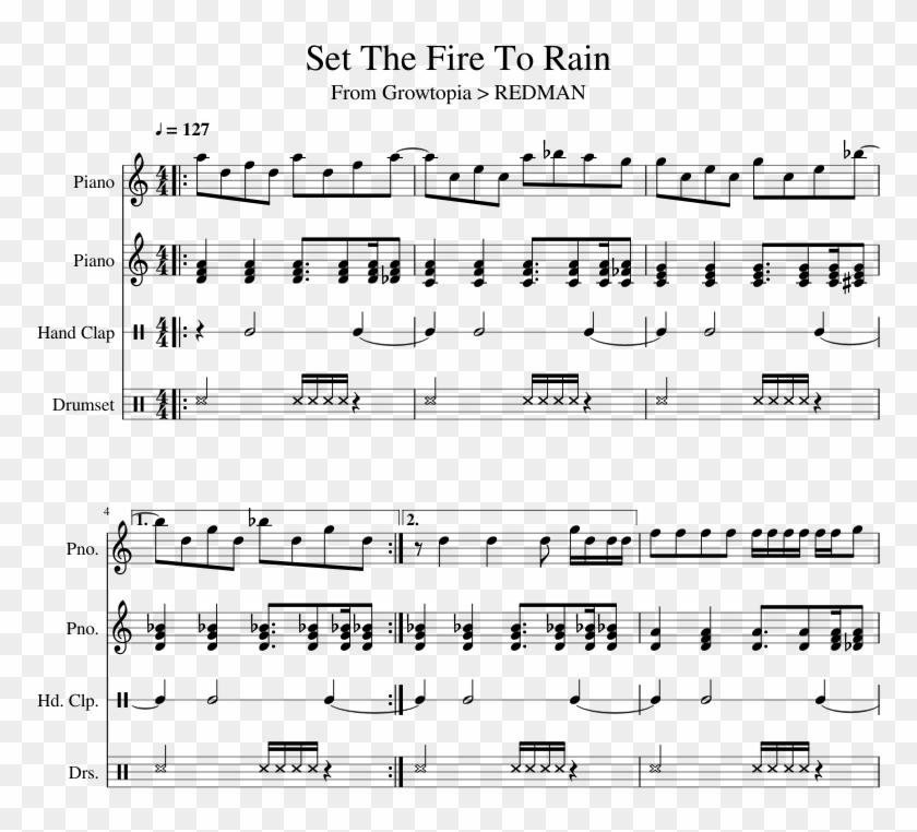 Set The Fire To Rain - Sheet Music Clipart #5327722