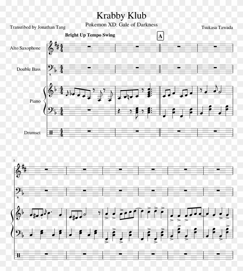 Krabby Klub Sheet Music Composed By Tsukasa Tawada - Vois Sur Ton Chemin 2 Flute Sheet Music Clipart