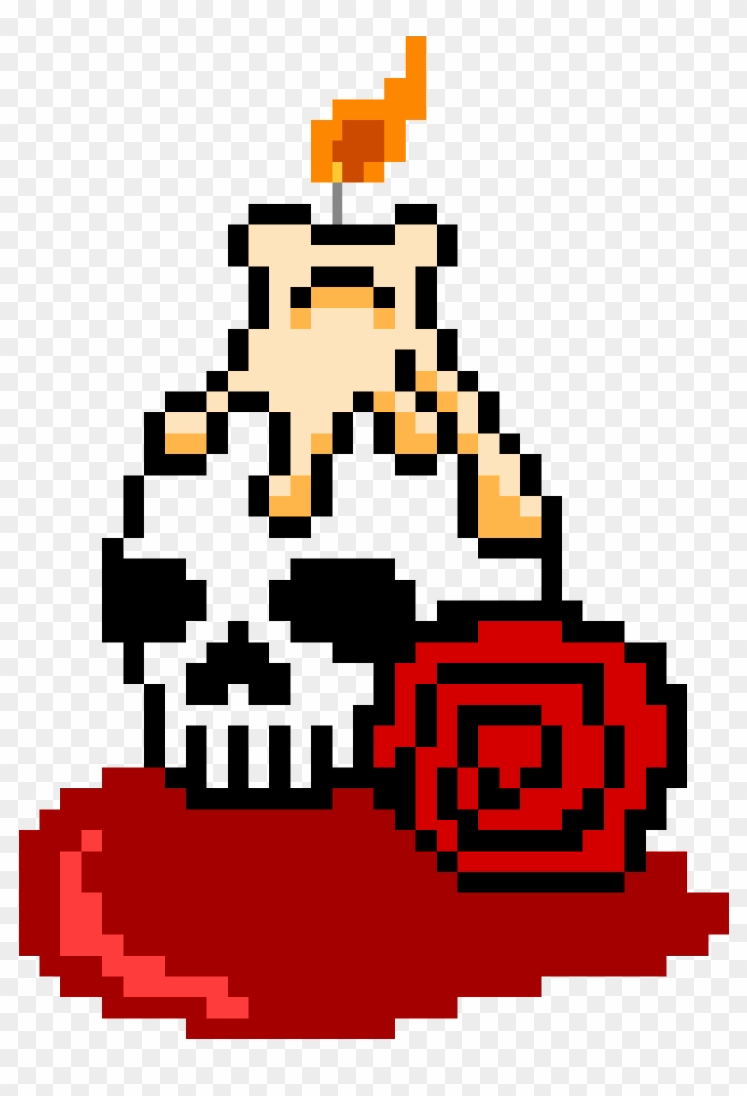 Caveira Vela, Rosa E Sangue - Pixel Art Skull Candle Clipart #5331084