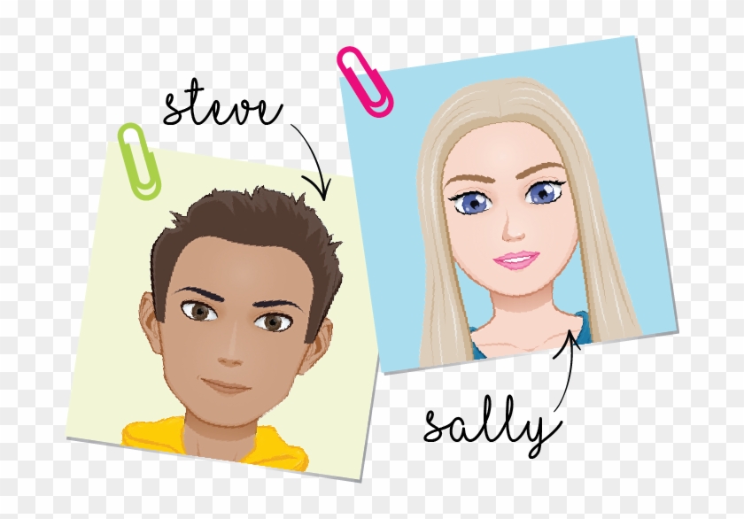Sally And Steve Headshots - Cartoon Clipart
