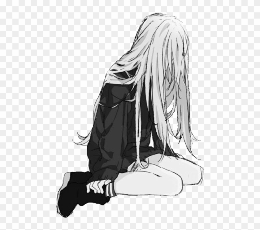 Lucy Heartfilia Sad Black And White Clipart #5336241
