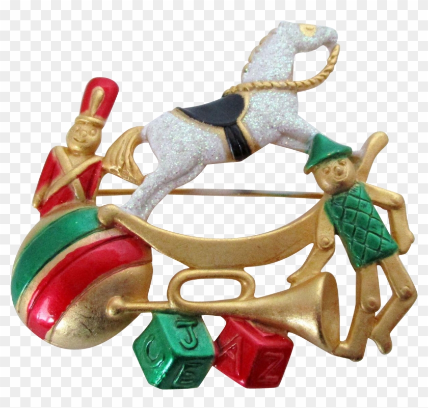 Ajc Christmas Toys And Rocking Horse Pin Vintage - Christmas Ornament Clipart