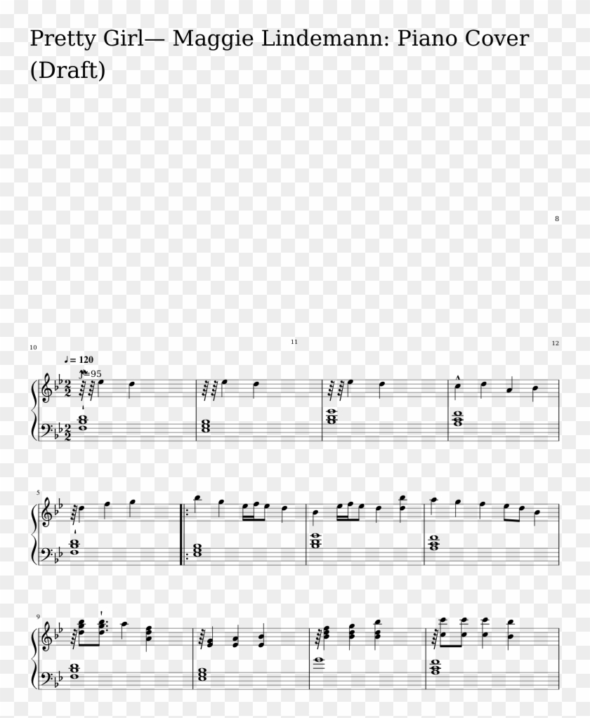 Pretty Girl Maggie Lindemann Piano Cover Sheet Music - Sheet Music Clipart