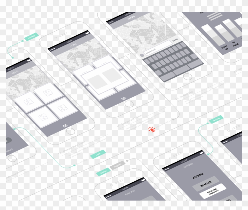 Wireframe App Presentation Iphone6 Mockup , Png Download - Electronics Clipart #5337784