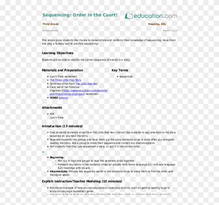 Chronological Order Timeline Worksheet Lovely Sequencing - Lesson Plan For Poem Clipart