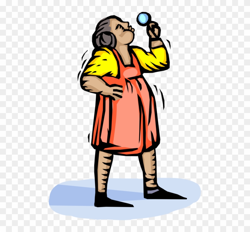 Vector Illustration Of Child Blows Soap Bubbles Outdoors Clipart