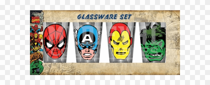 Big Face Marvel Comics Pint Glass Set - Spider-man Clipart #5339797