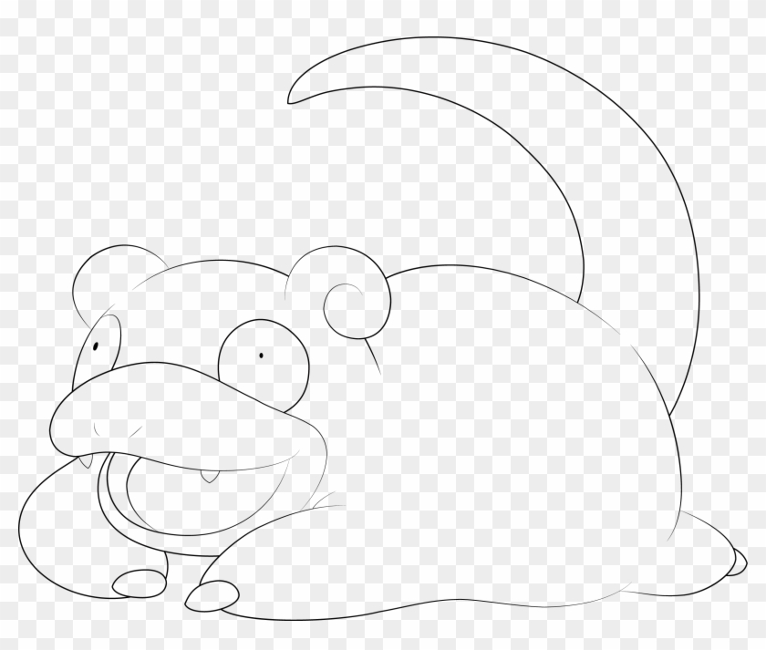 Slowpoke Line-art By Alcadeas1 - Line Art Clipart