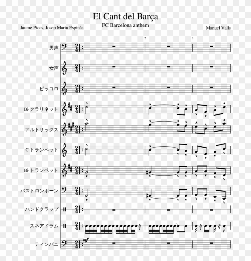 El Cant Del Barca - El Cant Del Barca Music Sheet Clipart #5340610