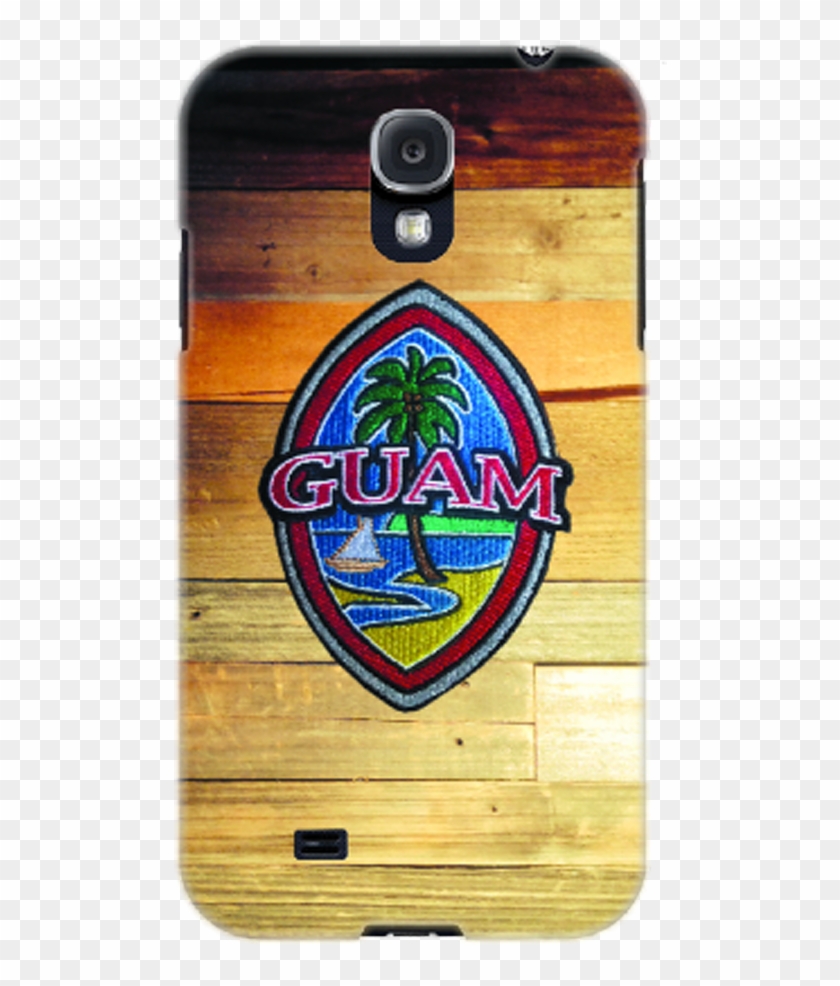 Embroidered Guam Seal On Rustic Wood Motif For Iphone - Plywood Clipart #5341309