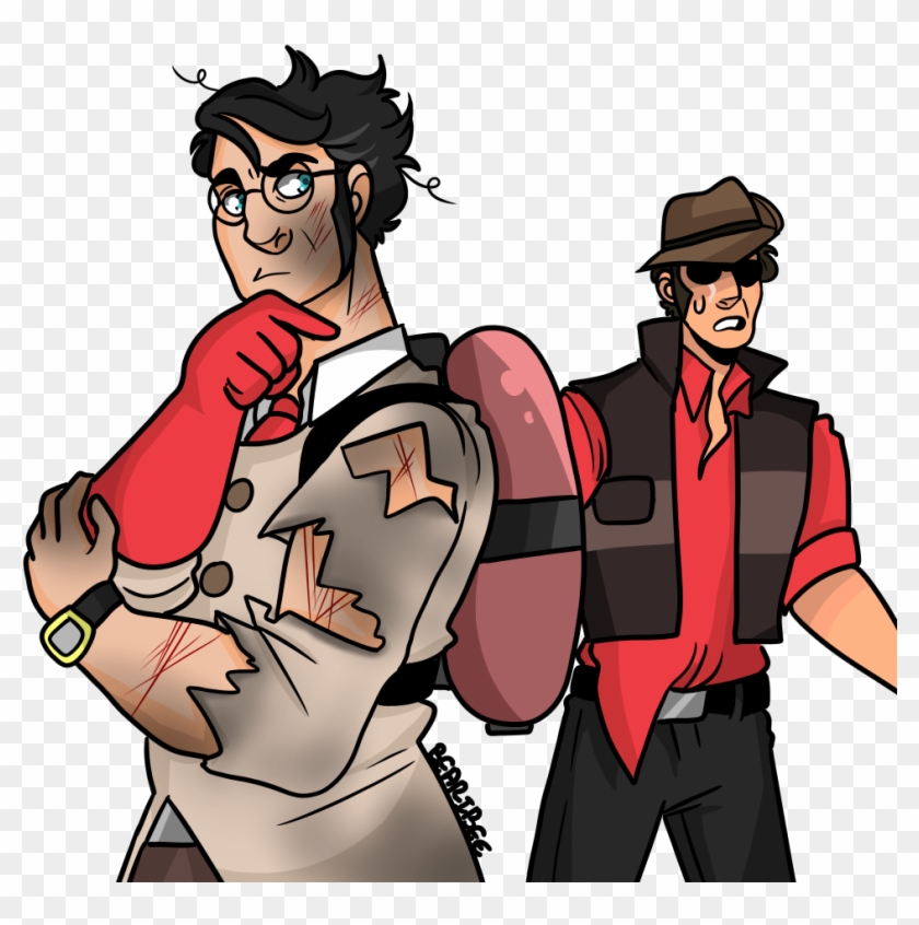 Foe Yay Red Sniper And Red Medic - Cartoon Clipart