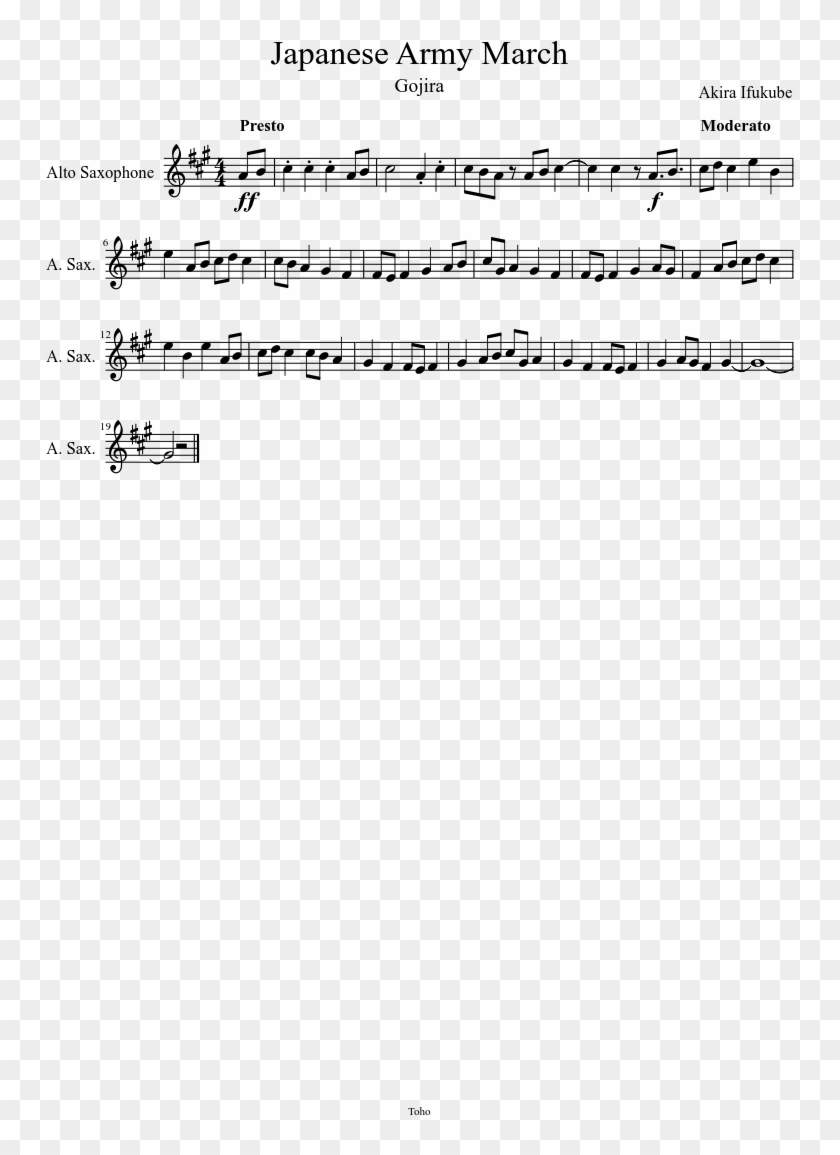 Japanese Army March Sheet Music For Alto Saxophone - Sarasponda Piano Sheet Music Clipart
