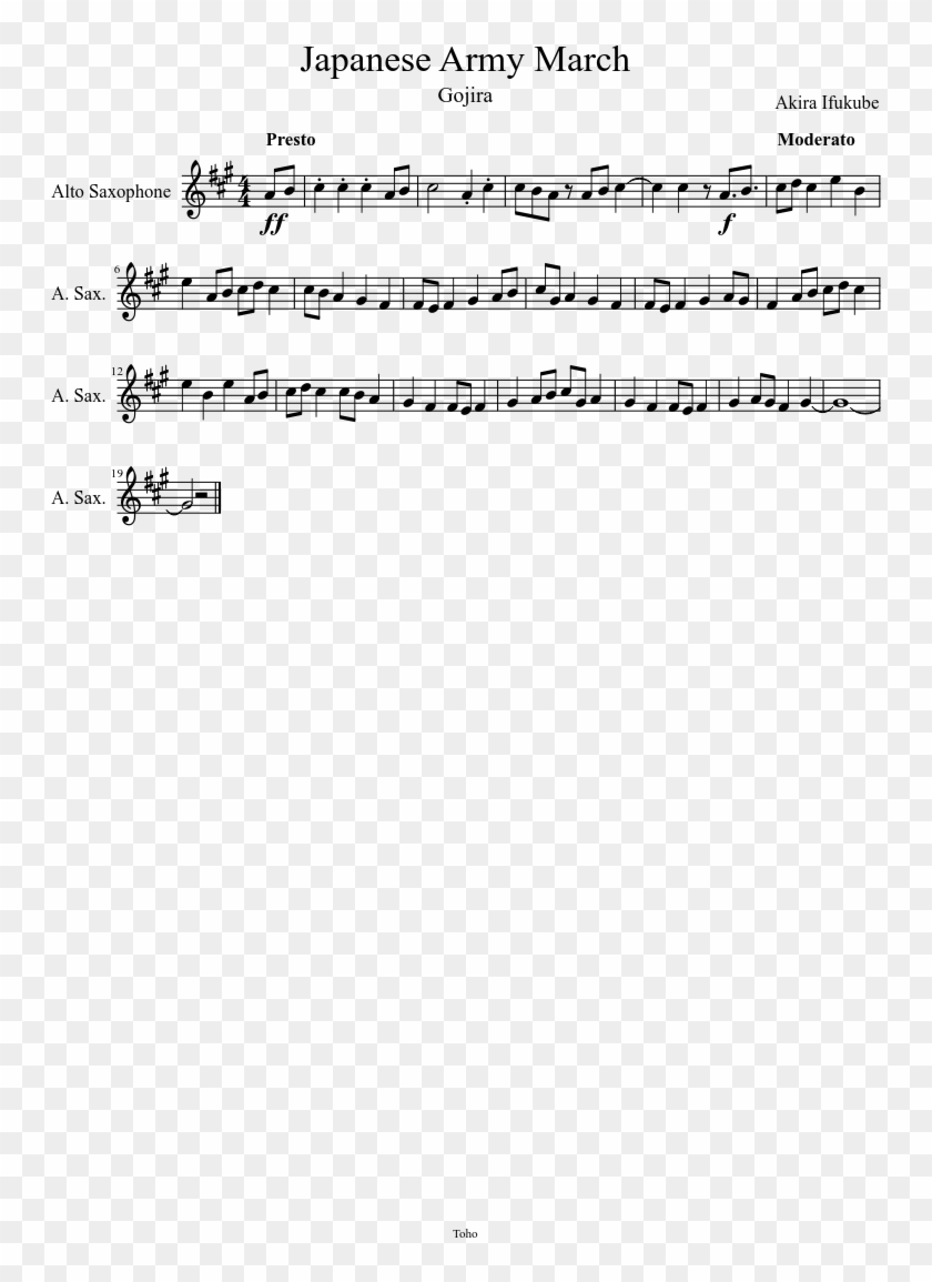 Japanese Army March Sheet Music For Alto Saxophone Sarasponda Piano Sheet Music Clipart 5342931 Pikpng