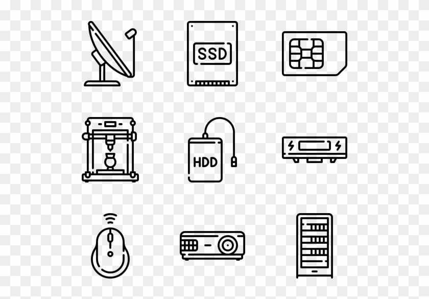 Hardware - Wireframe Icons Clipart