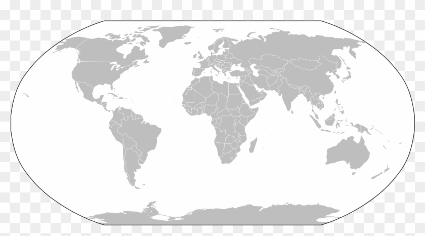 Blankmap World Alt - Map Of The World Grayscale Clipart #5346267