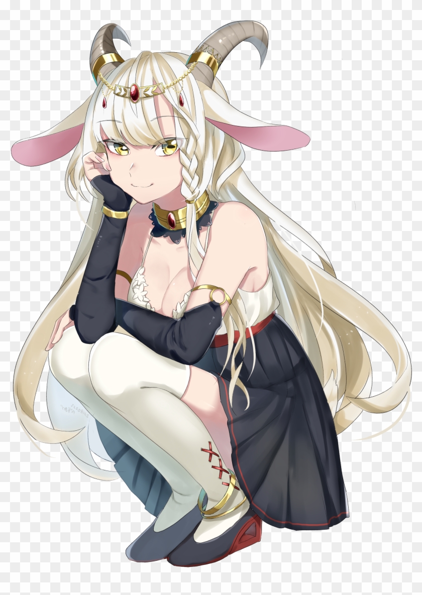 Anime Boobs Animal Ears Cleavage Dress Horns Tail Thigh-highs - Anime Clipart #5346350