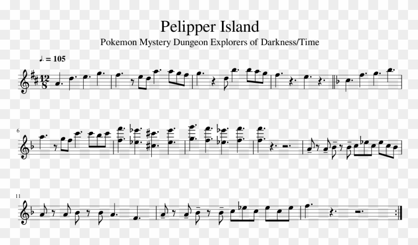 Pelipper Island Sheet Music For Tenor Saxophone Download - Sheet Music Clipart