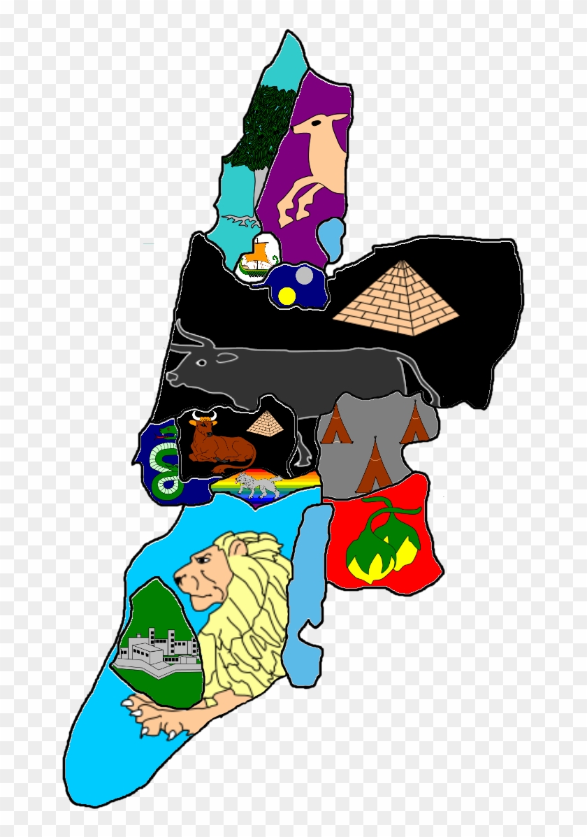 Flag Map Of Twelve Tribes Of Israel - 12 Tribes Of Israel Cartoon Clipart