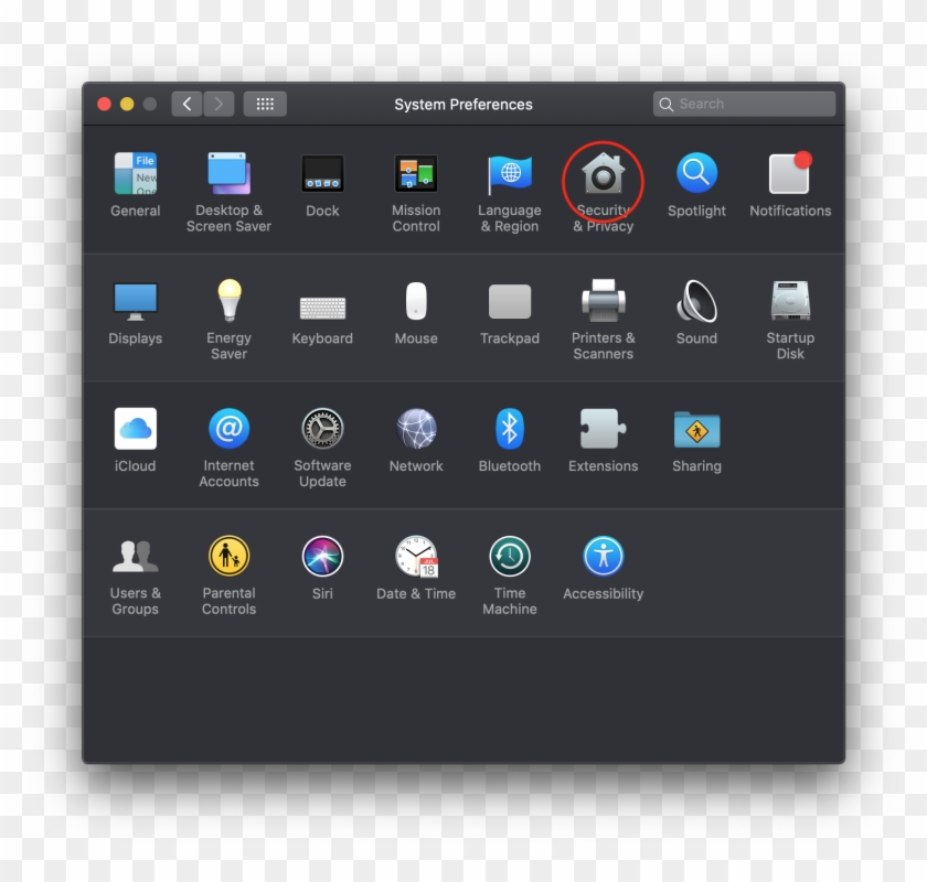 Select "security & Privacy" - Black Theme Mac Os Sierra Clipart