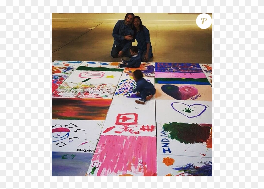 Zoe Saldana, Son Mari Marco Perego Et Leurs Jumeaux - Craft Clipart