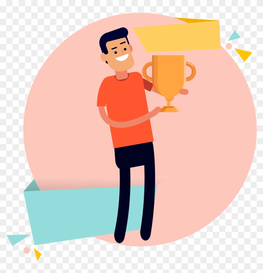 Men Winning Happy Excited Png And Vector Image - Illustration Clipart