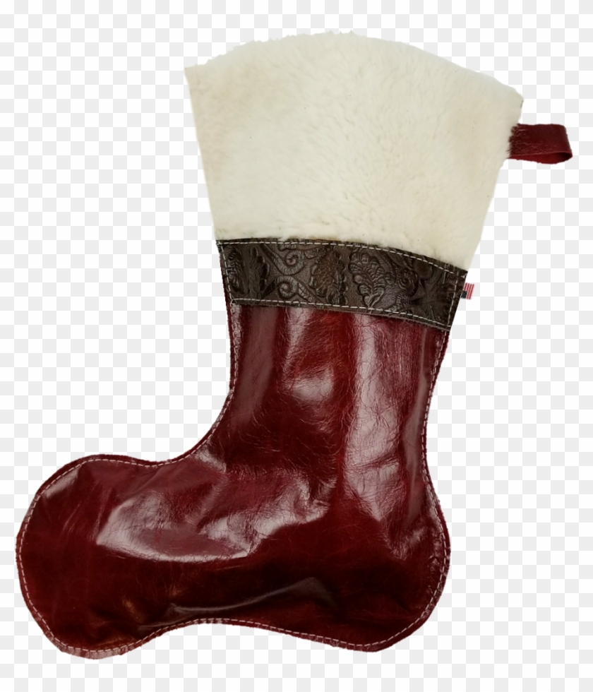 Christmas Stockings In Italian Red Leather With Wool - Rain Boot Clipart #5349989