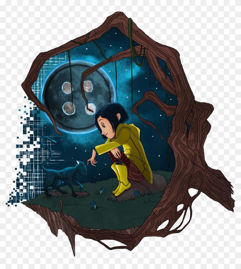 First Post On Steemit A Tribute To Neil Gaiman's Coraline - Illustration Clipart