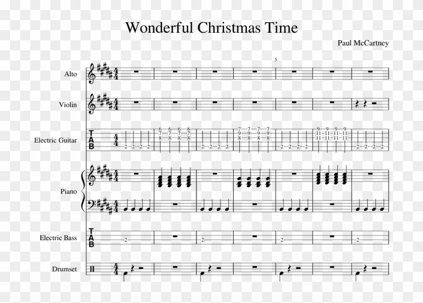 Wonderful Christmas Time - Sheet Music Clipart #5354486