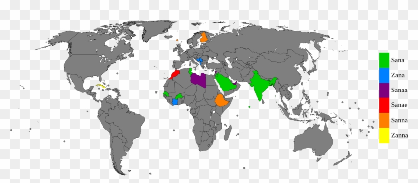 Popularity Of Name Sana - World Map Clipart #5355042