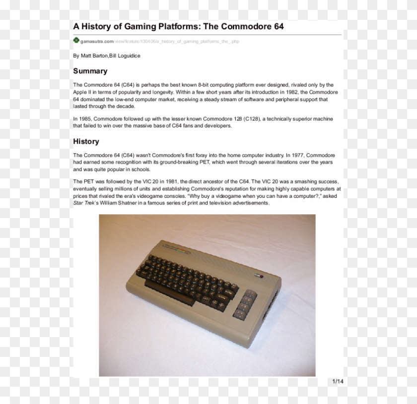 A History Of Gaming Platforms The Commodore - Commodore 64 Clipart