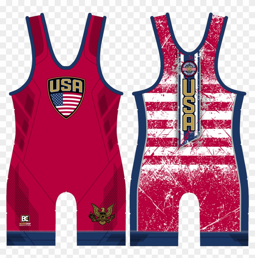 Stars And Stripes Red Wrestling Singlet - Red American Flag Singlet Clipart #5360341