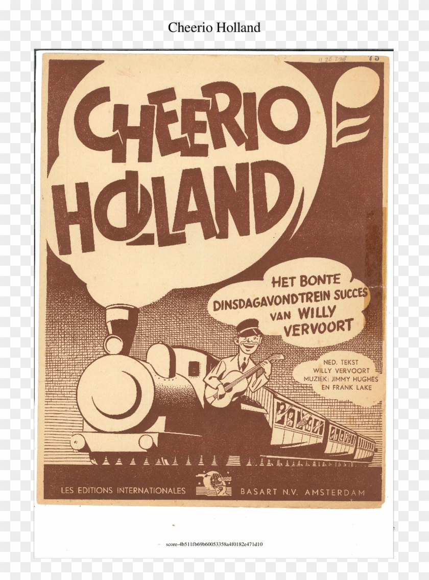 Cheerio Holland Sheet Music For Piano, Voice Download - Poster Clipart #5362614