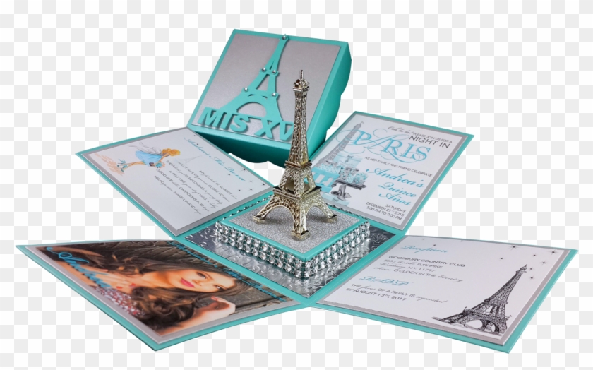 Paris Theme Invitation , Png Download - Turquoise Quinceanera Invitations Paris Clipart #5365223
