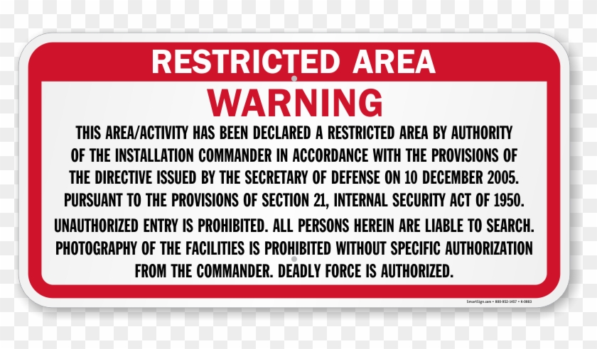 Warning This Area Declared A Restricted Area Sign - Restricted Area Warning Sign Clipart #5366779