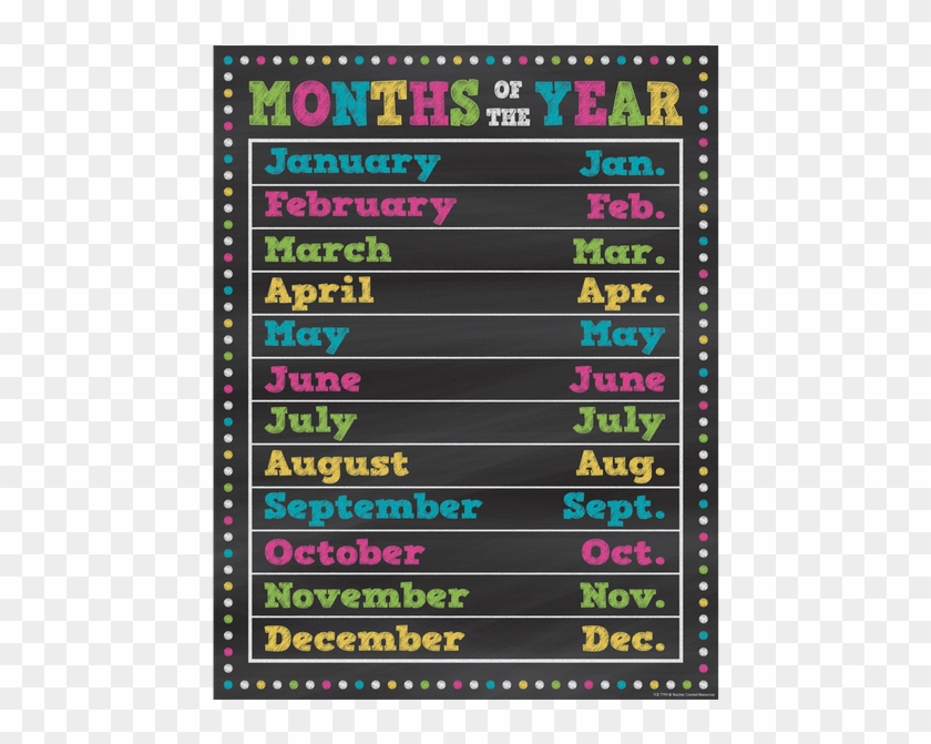 Chalkboard Brights Months Of The Year Chart - Cotton Bowl (stadium) Clipart #5367153