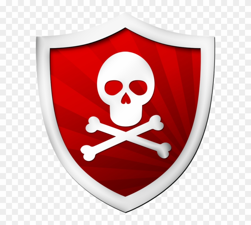 Red Shield With A Skull - Radioactive Biohazard Symbol Clipart