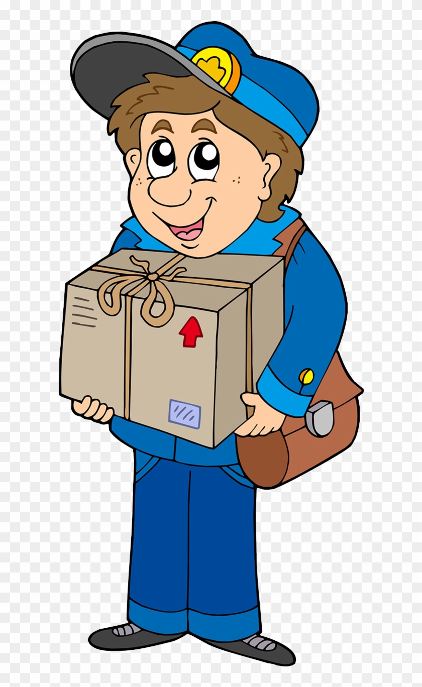 Postman Png Pics - Mailman Delivering Package Clipart