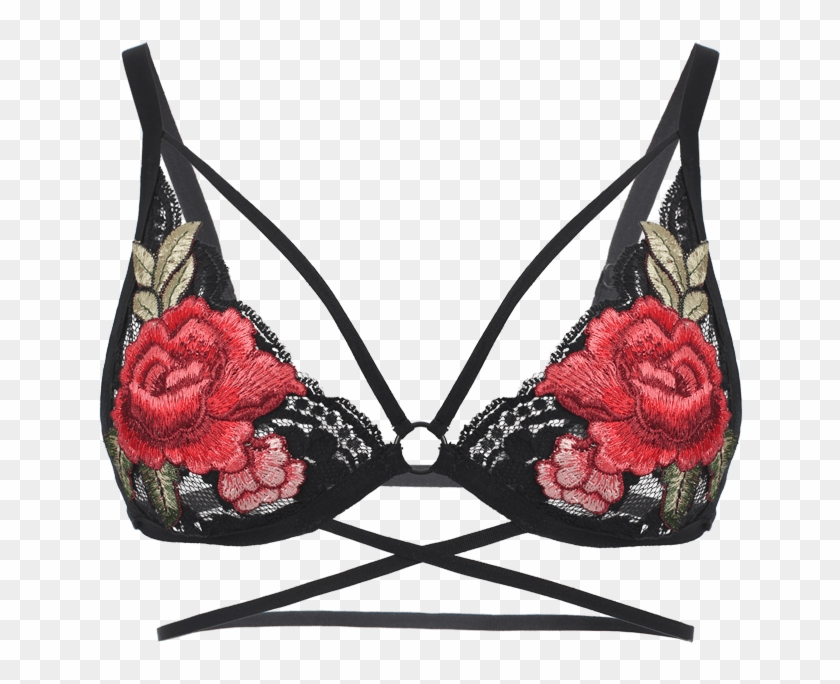 Wholesale Floral Applique Strappy Lace Bralette ,we - Lingerie Top Clipart