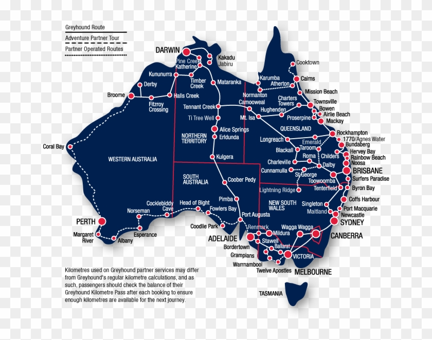 Map Of The Popular Routes Traveling Around Australia - East Coast Australia Road Trip Map Clipart