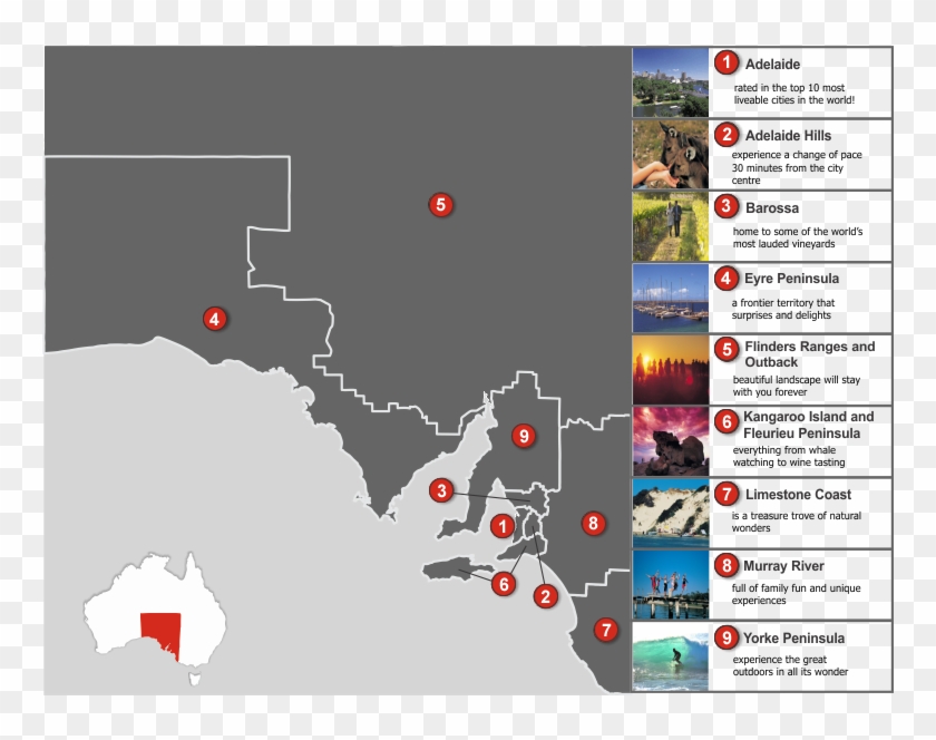 South Australian Regions Map Clipart