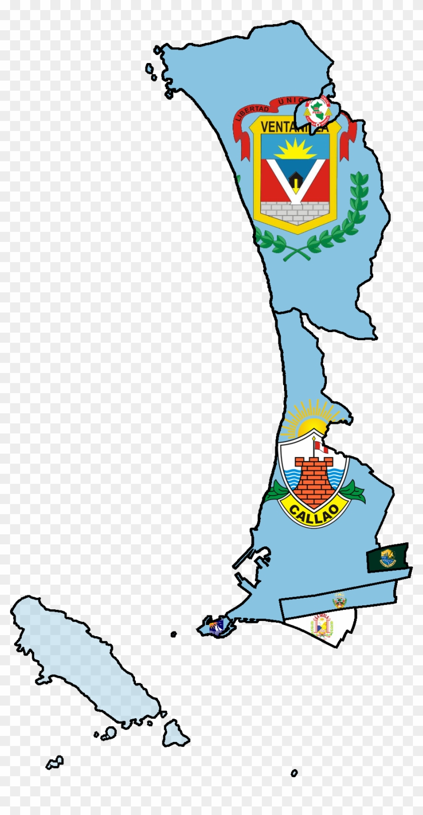 Flag Map Of Districts Of Callao - Cartoon Clipart