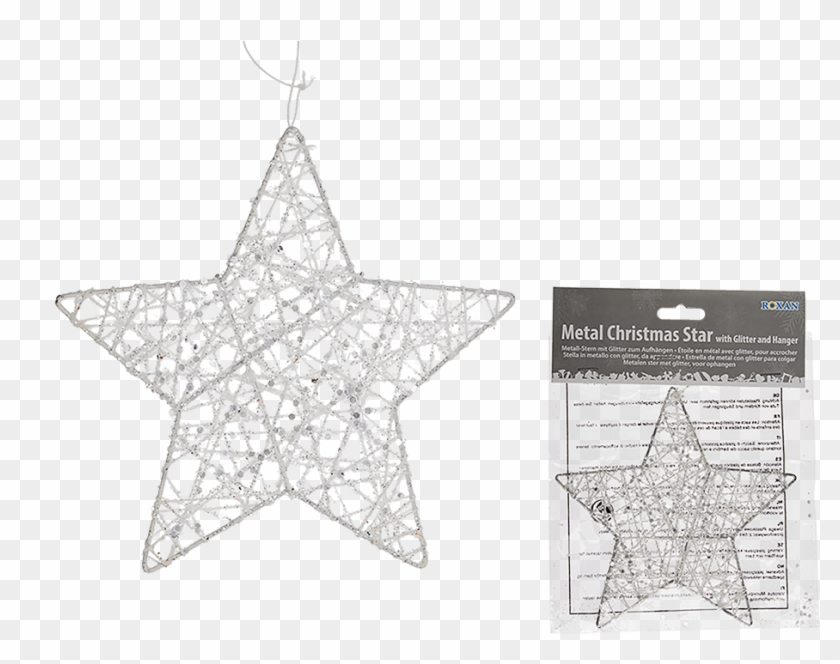 Estrella Blanca De Metal Con Glitter Para Colgar - Star Clipart #5373290