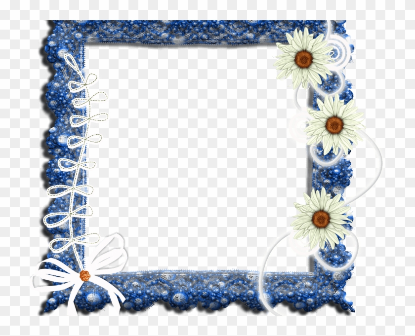 Moldura De Flores - Marco Para Imagen Azul Png Clipart