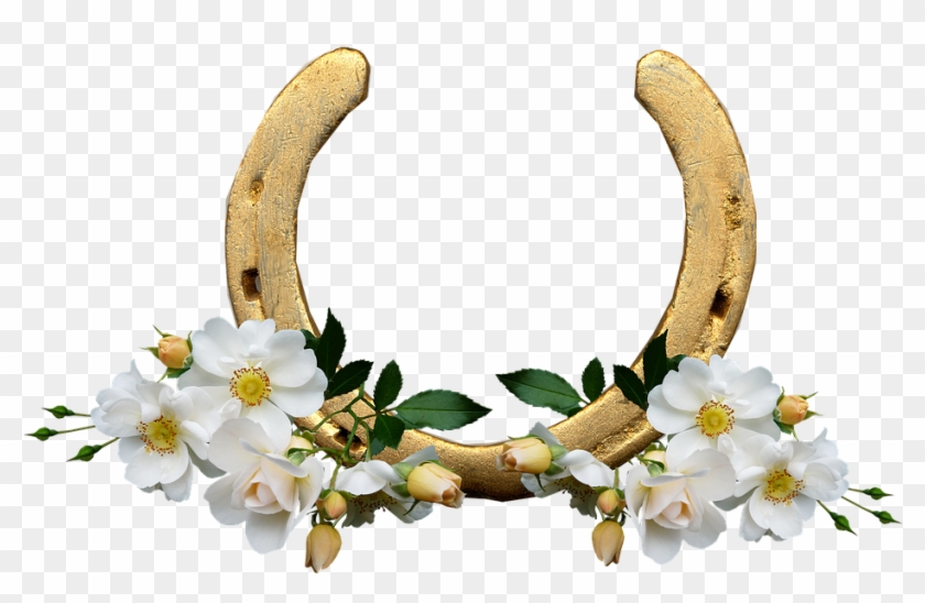 Herradura, Rosas Blancas, Suerte - Herraduras Con Flores Png Clipart