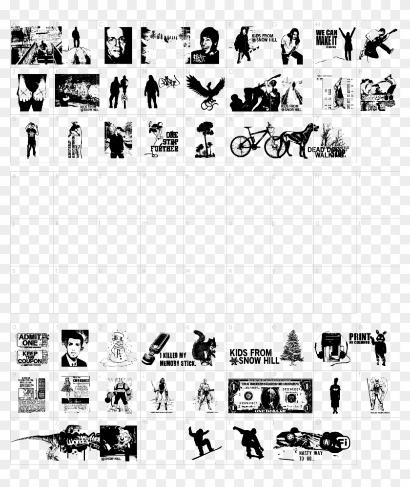 Kids From Snow Hill Font - Snowboard Silhouette Clipart