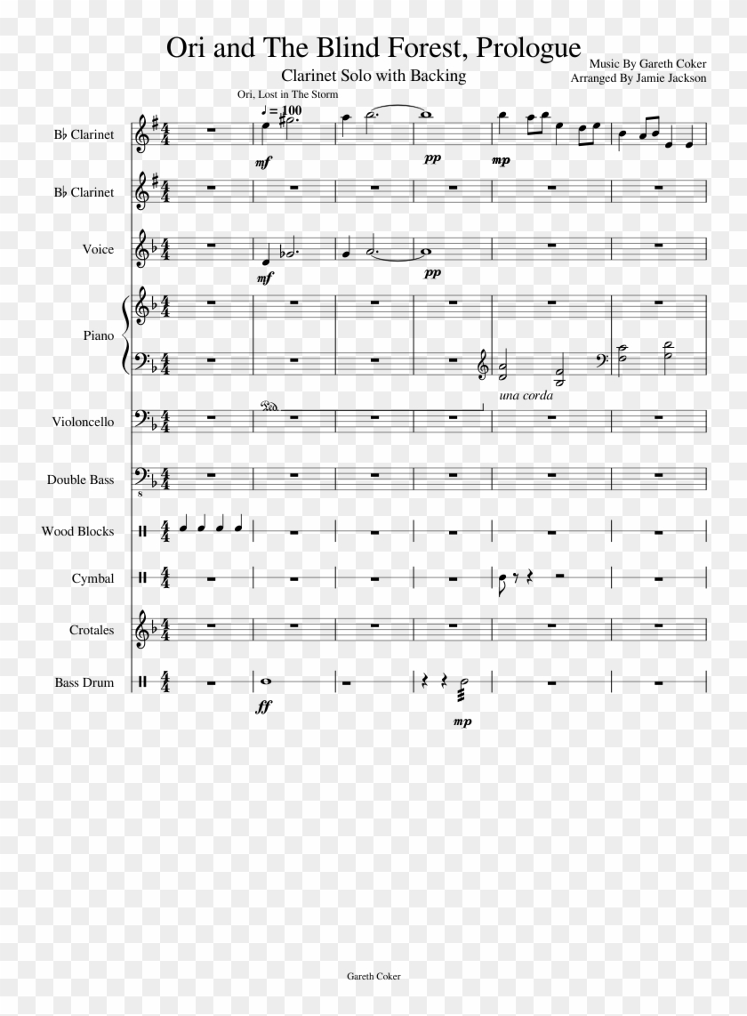 Ori And The Blind Forest, Prologue Sheet Music Composed - Ori And The Blind Forest Sheet Music Lost In The Storm Clipart